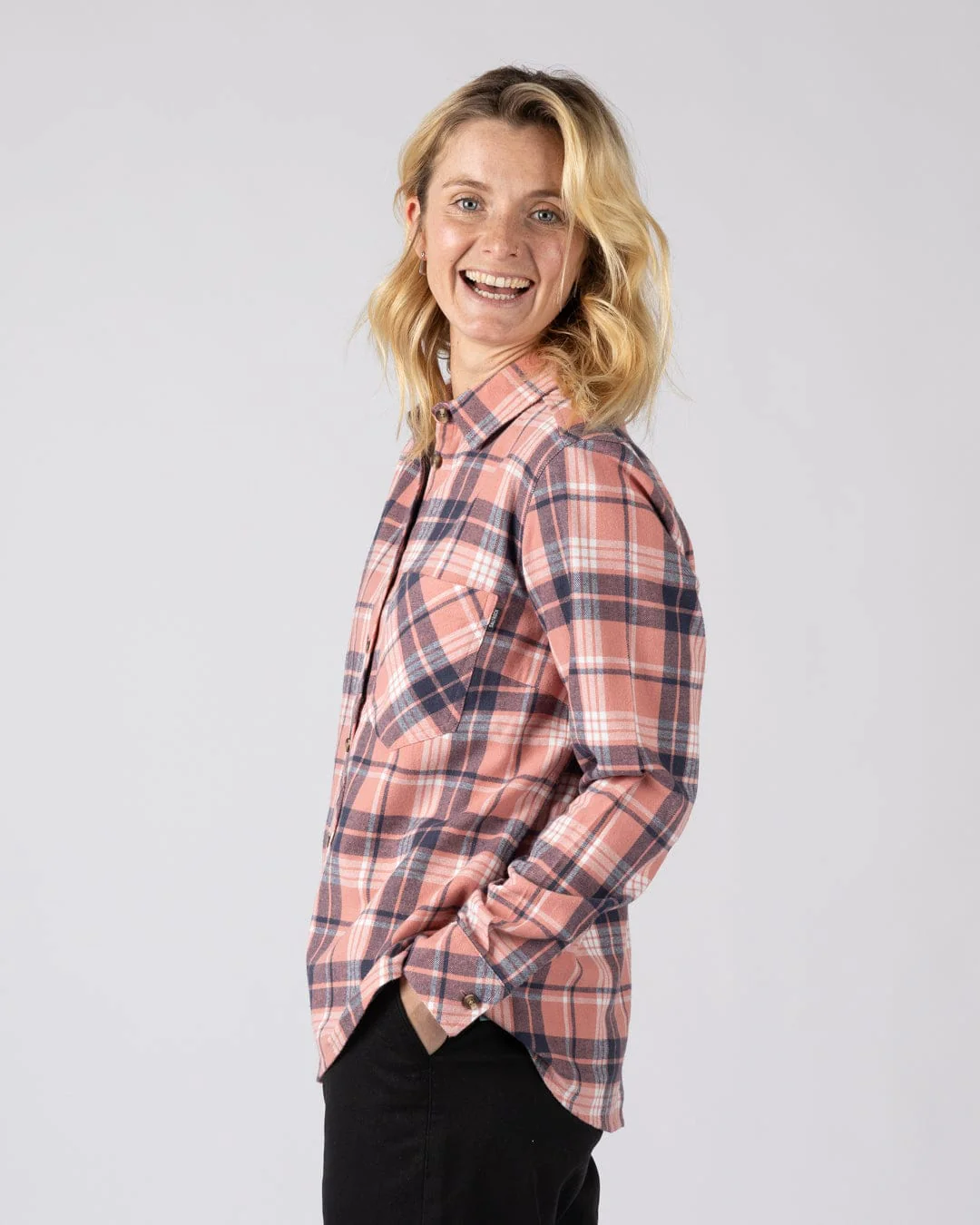 Rosalin Womens Check Shirt in Pink - Image 9