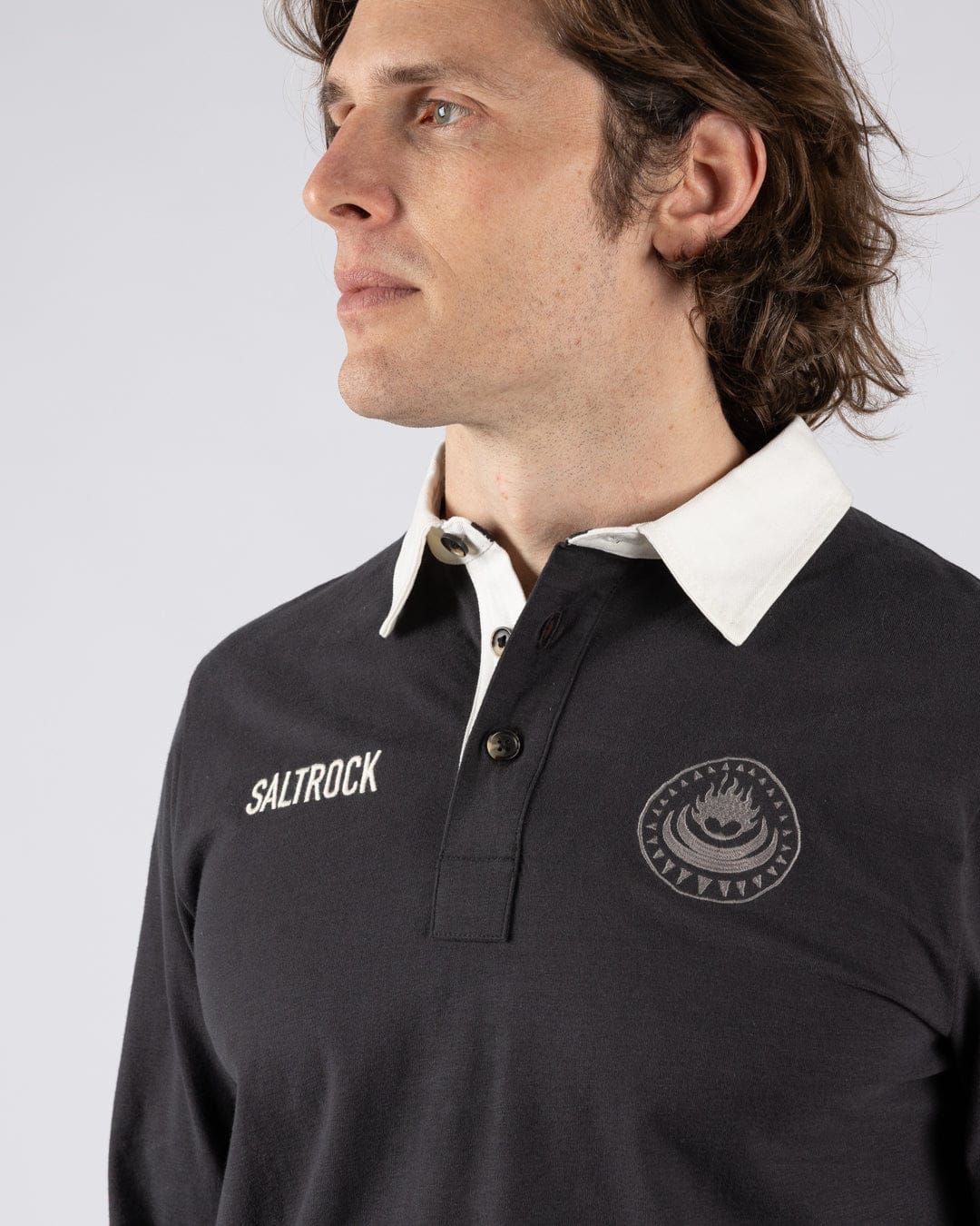 Rugby Field Notes Mens Long Sleeve T-Shirt in Dark Grey - Image 4
