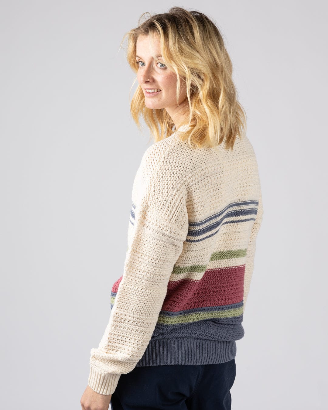 Sable Womens Long Sleeve Jumper in Cream - Image 5