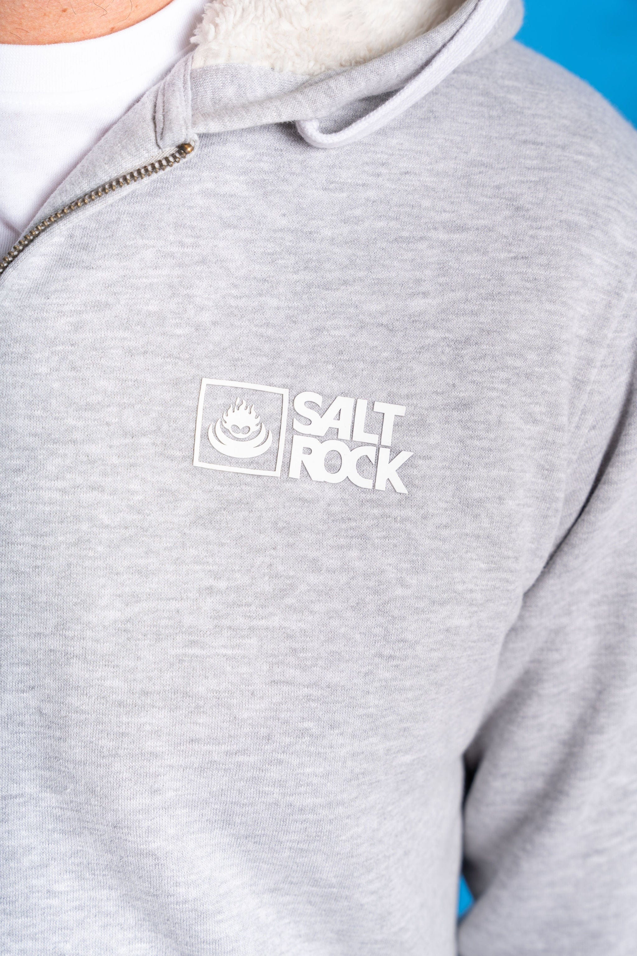 Essential Mens Fur Lined Zip Hoodie in Grey - Image 12