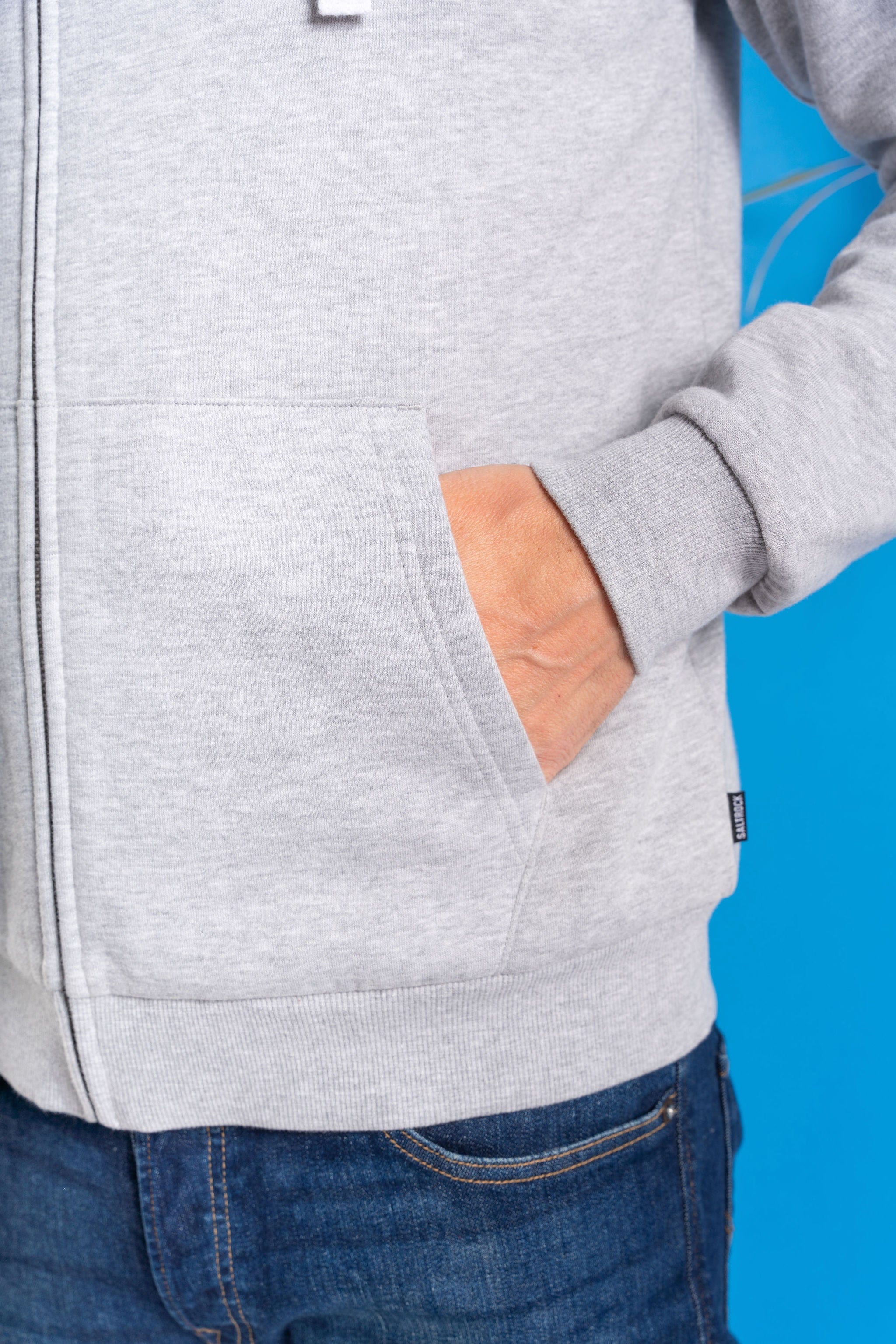 Essential Mens Fur Lined Zip Hoodie in Grey - Image 7