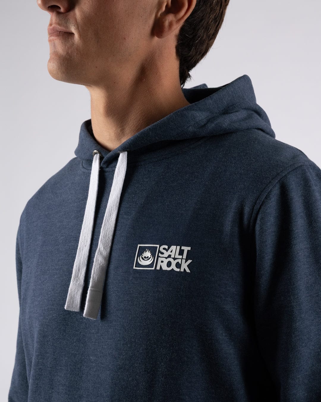 Essential Mens Pop Hood in Blue Marl - Image 3