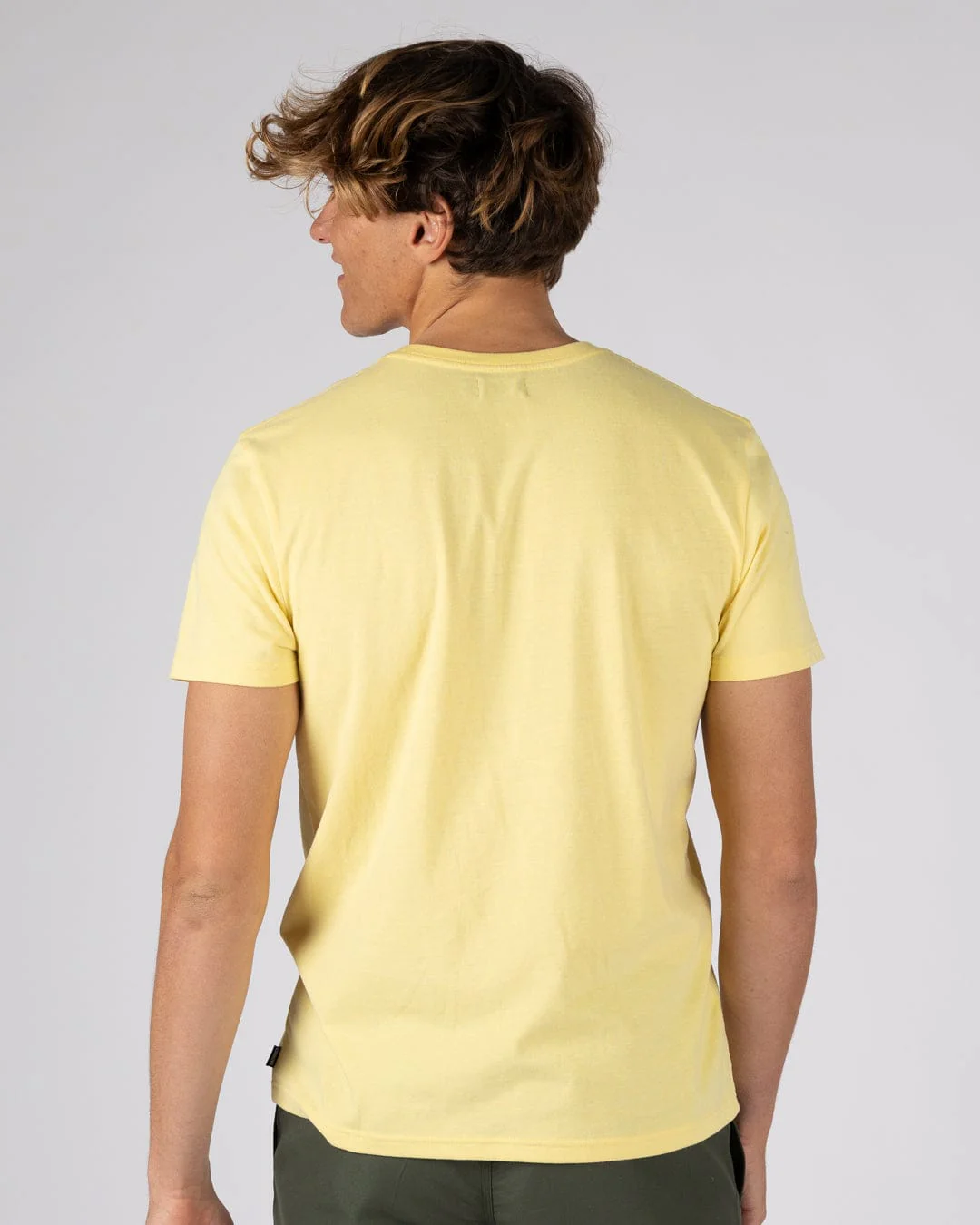 Essential Mens Short Sleeve T-Shirt in Light Yellow - Image 3