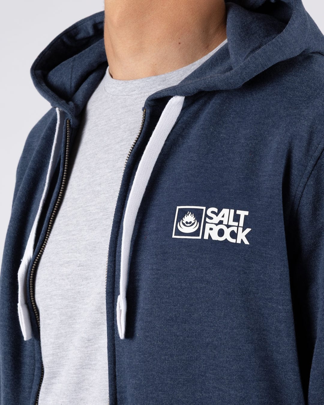 Essential Mens Zip Hood in Blue Marl - Image 4