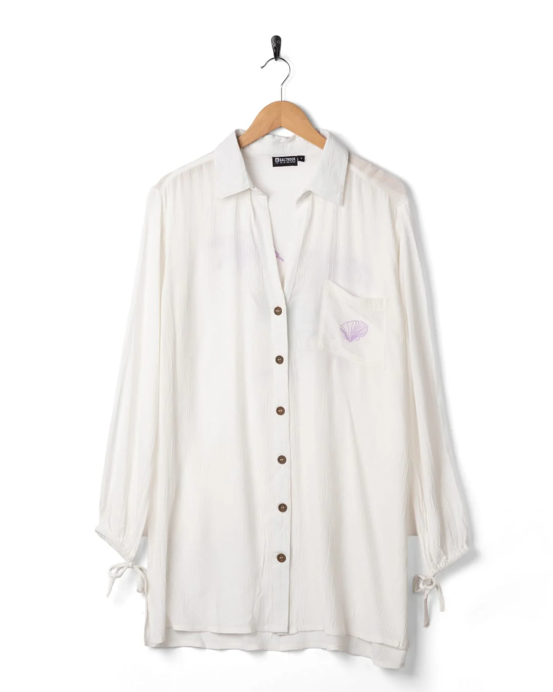 Saltwater Womens Oversize Beach Shirt in Cream - Image 4