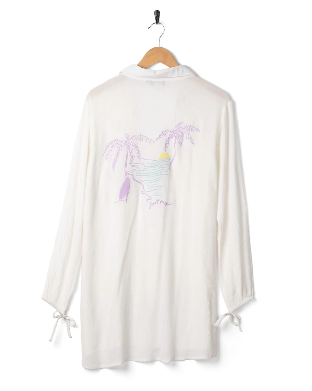 Saltwater Womens Oversize Beach Shirt in Cream - Image 6