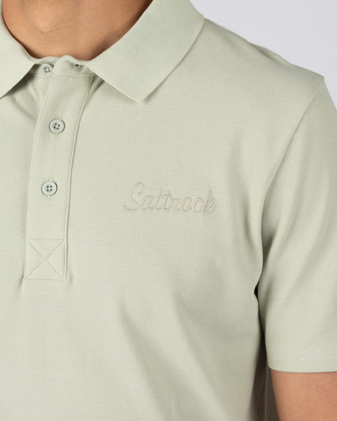 Script Mens Polo in Short Sleeve In Light Green - Image 2