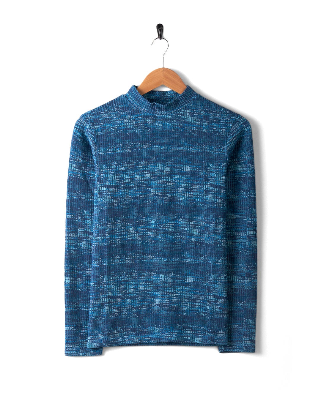 Space Dye Brooklyn Womens Funnel Neck Top in Blue - Image 4
