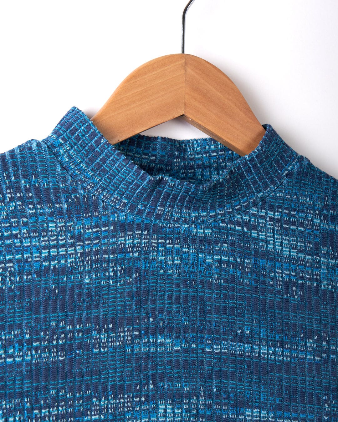 Space Dye Brooklyn Womens Funnel Neck Top in Blue - Image 5