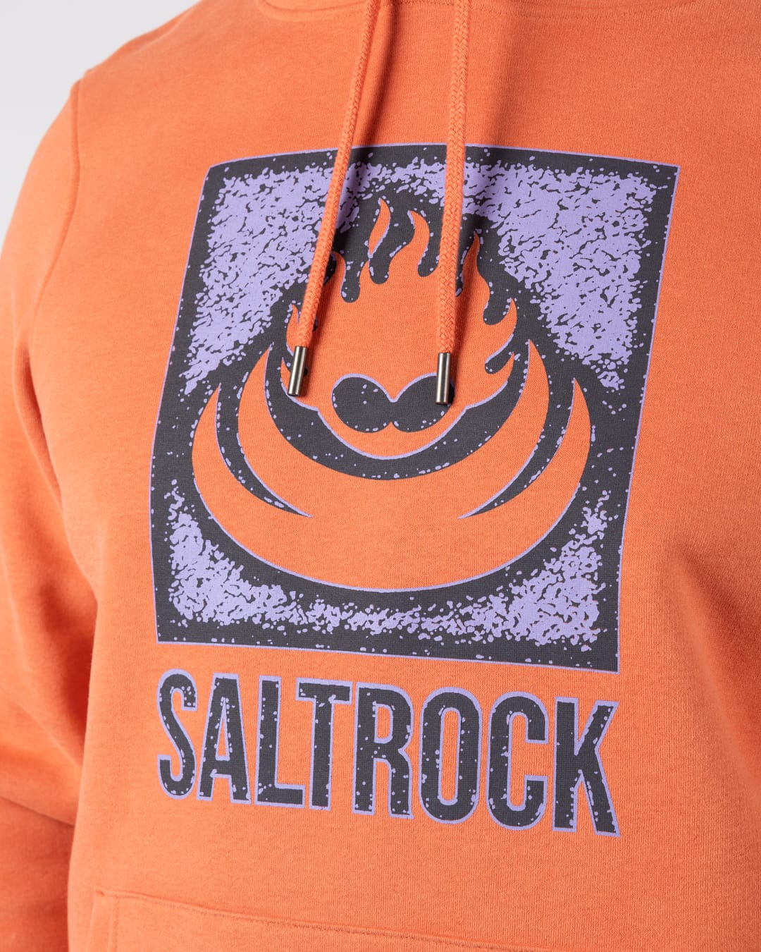 Stamp Flame Mens Pop Hoodie in Orange - Image 2