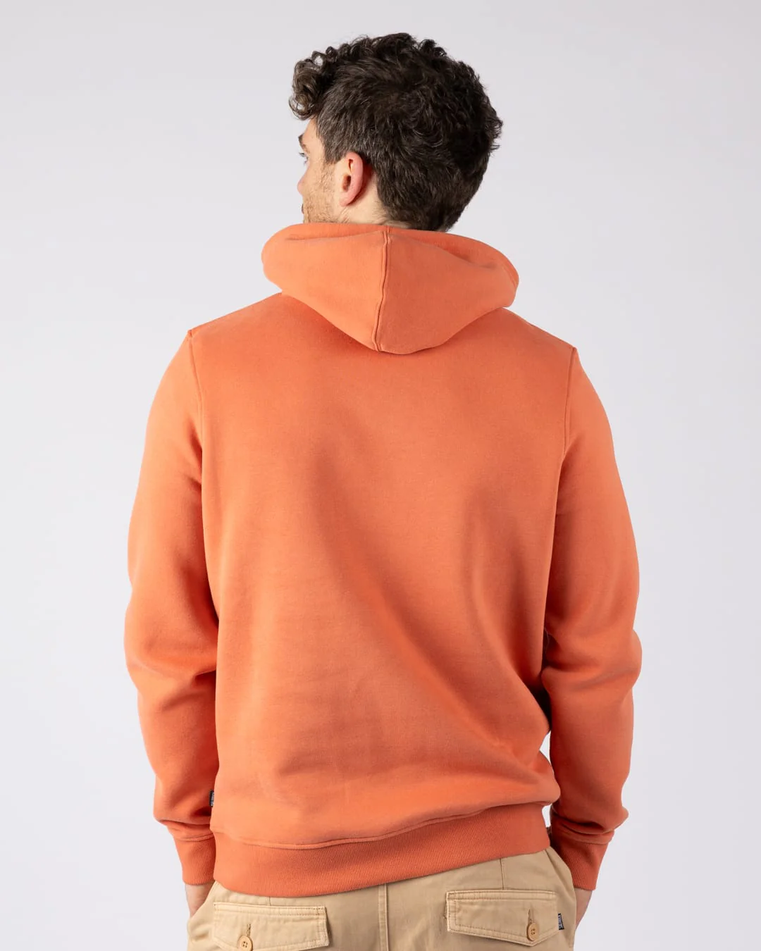 Stamp Flame Mens Pop Hoodie in Orange - Image 3