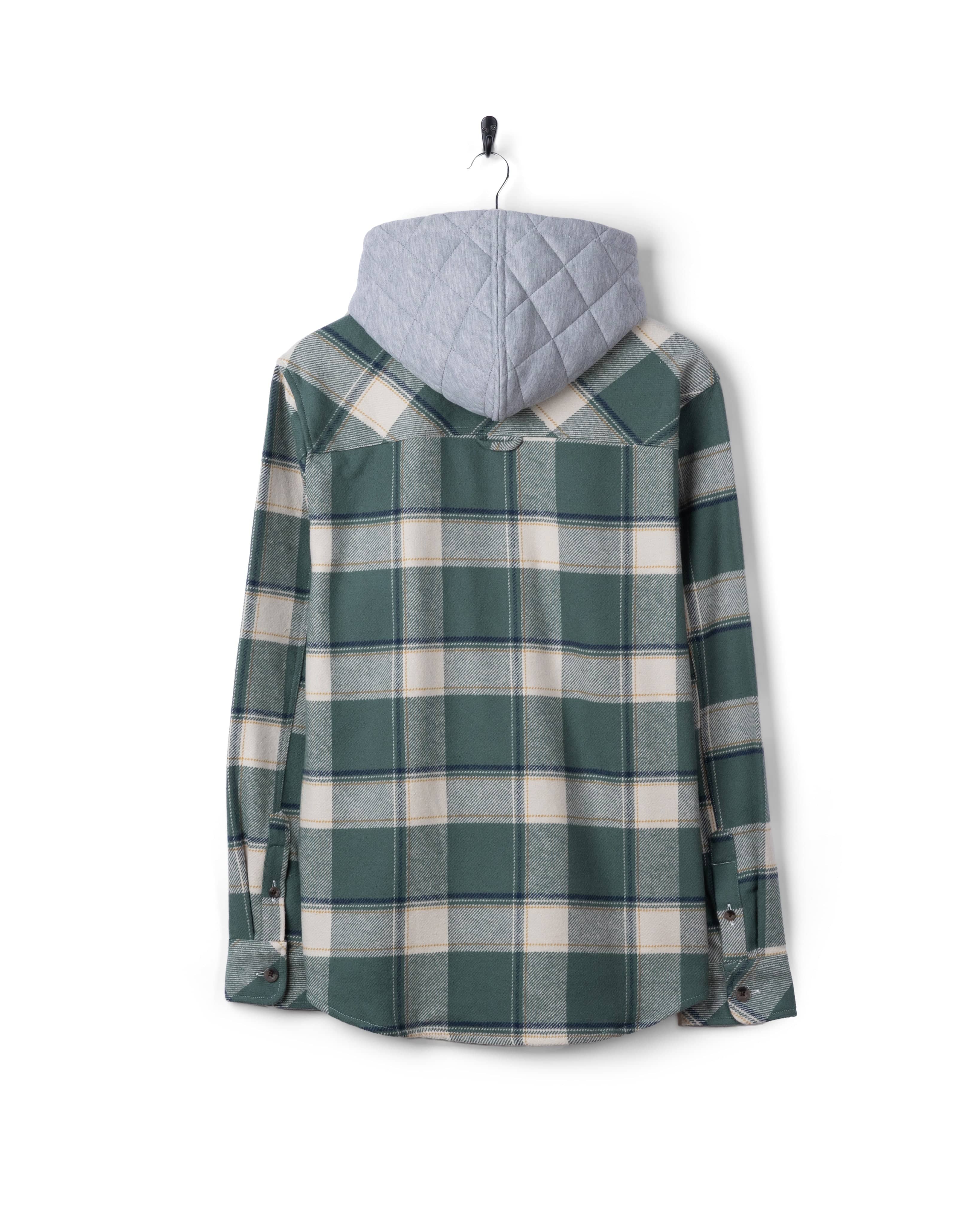Strait Mens Hooded Flannel Shirt in Green - Image 8
