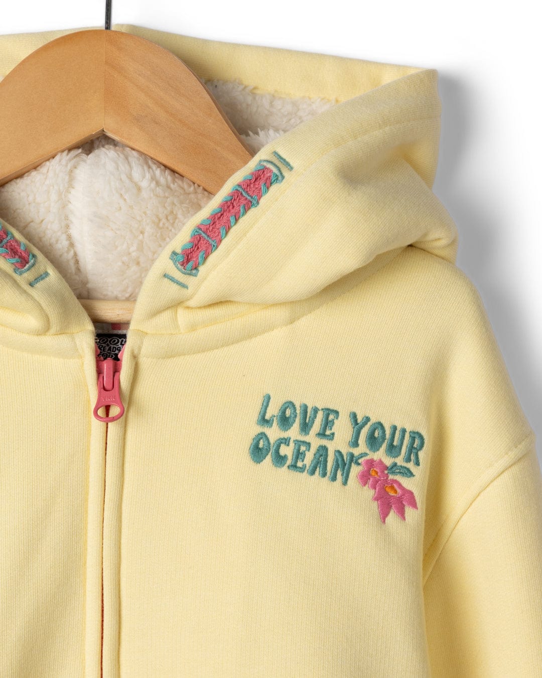 Sun Daze Kids Borg Lined Hoodie in Light Yellow - Image 2