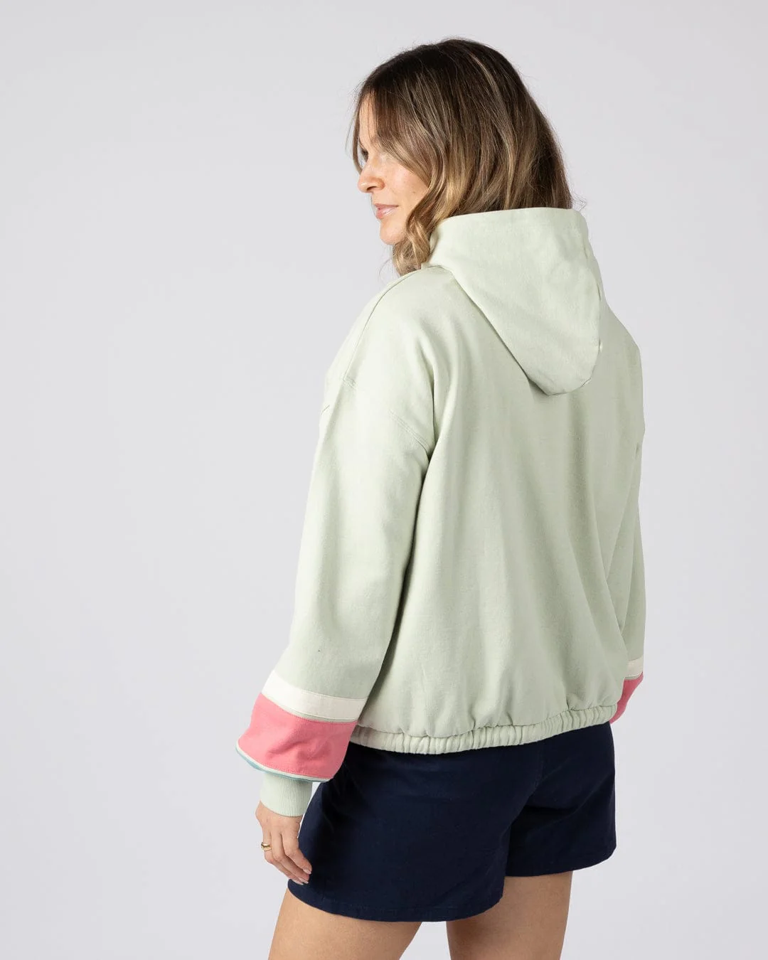 Sun Daze  Womens Pop Hoodie in Light Green - Image 6