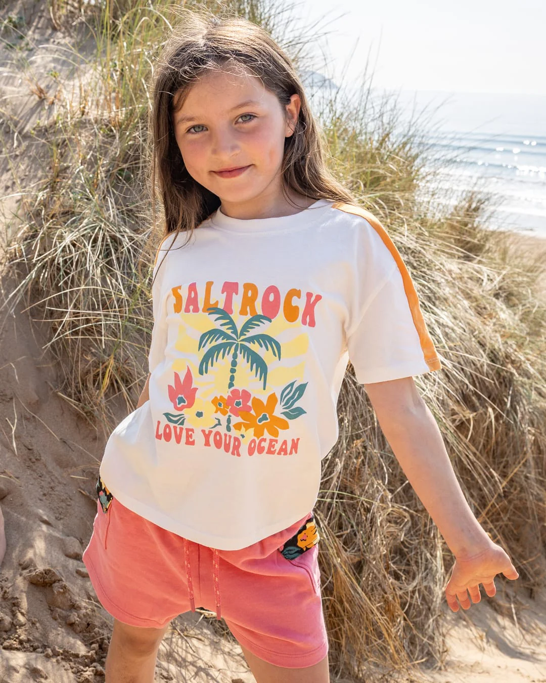 Sun Daze Kids Short Sleeve T-Shirt in Cream