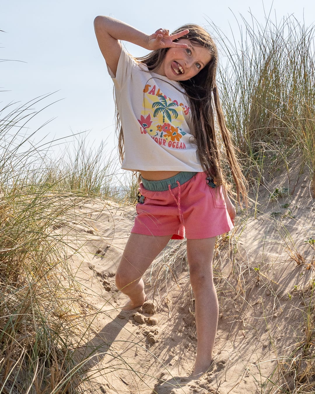 Sun Daze Kids Short Sleeve T-Shirt in Cream - Image 3