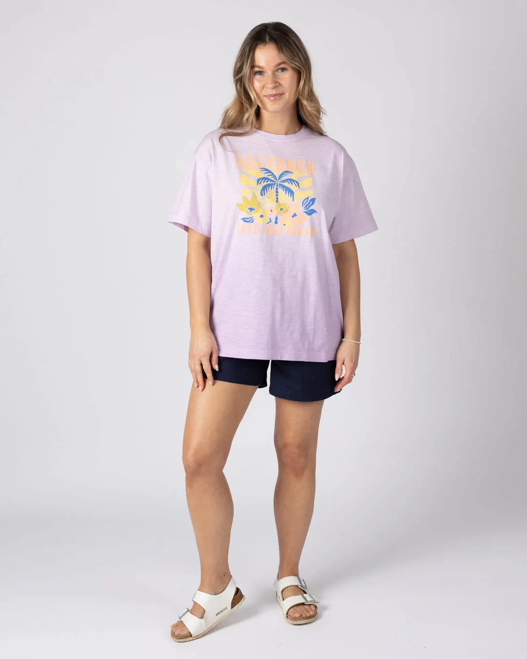 Sun Daze Womens Short Sleeve Tee in Light Purple - Image 6