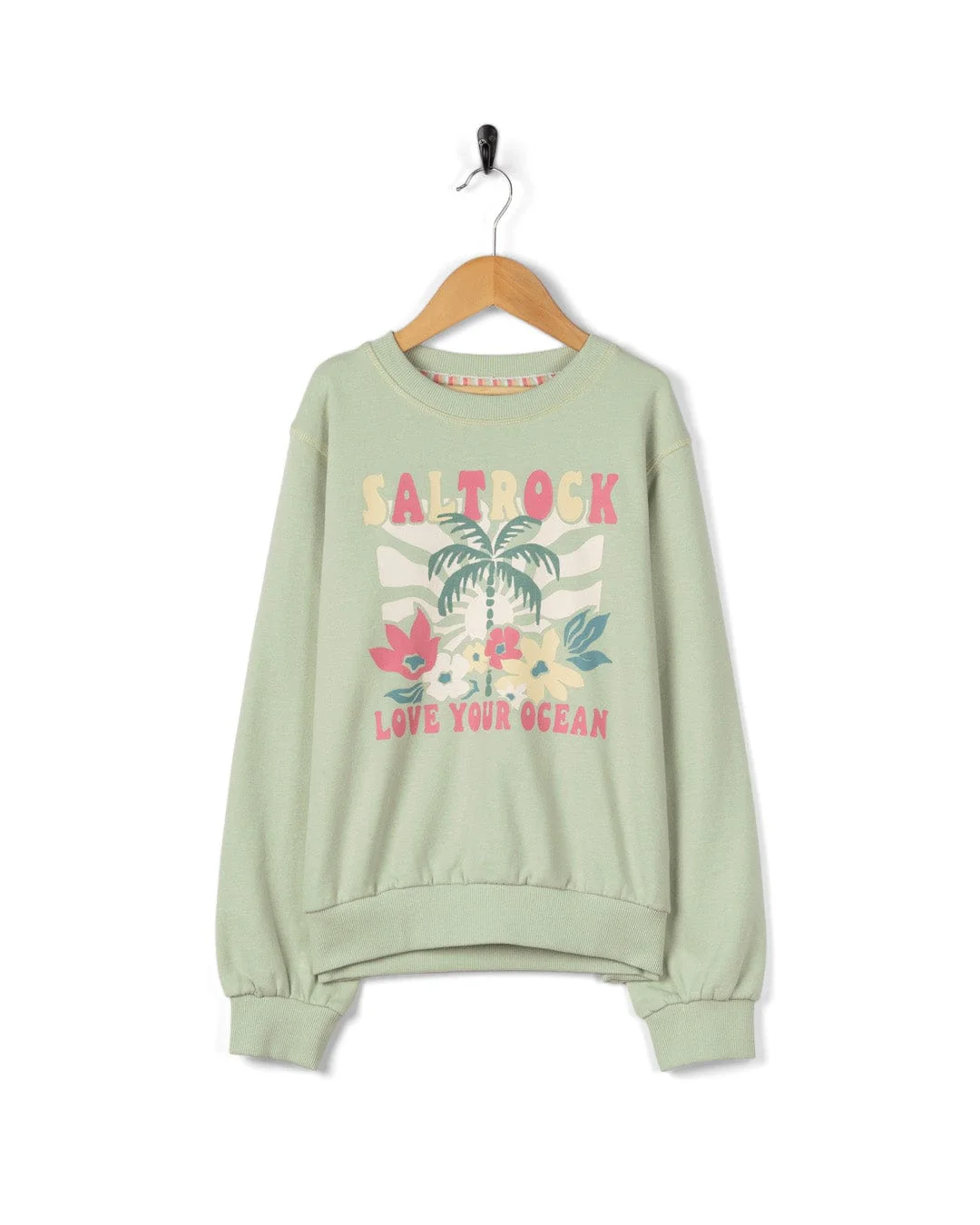 Sun Daze Kids Sweatshirt in Light Green - Image 2