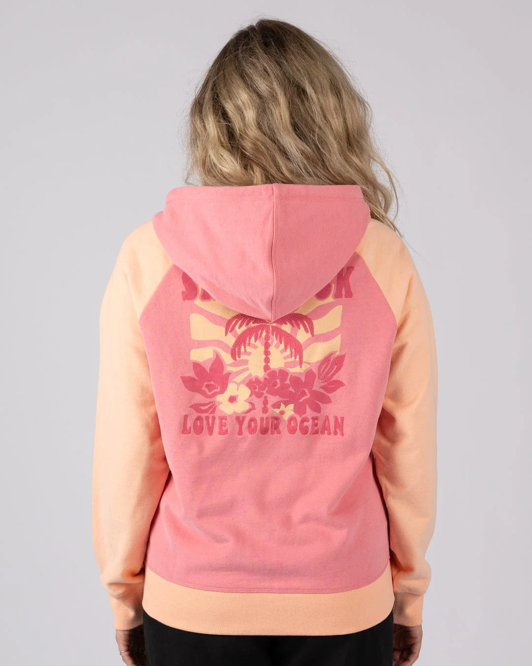 Sun Daze  Womens Zip Through Hoodie in Bright Pink