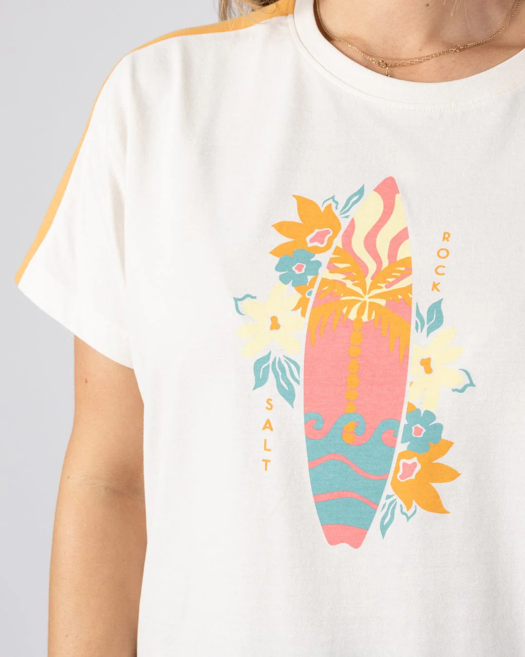 Sun Surfer Womens Short Sleeve T-Shirt in Cream - Image 5
