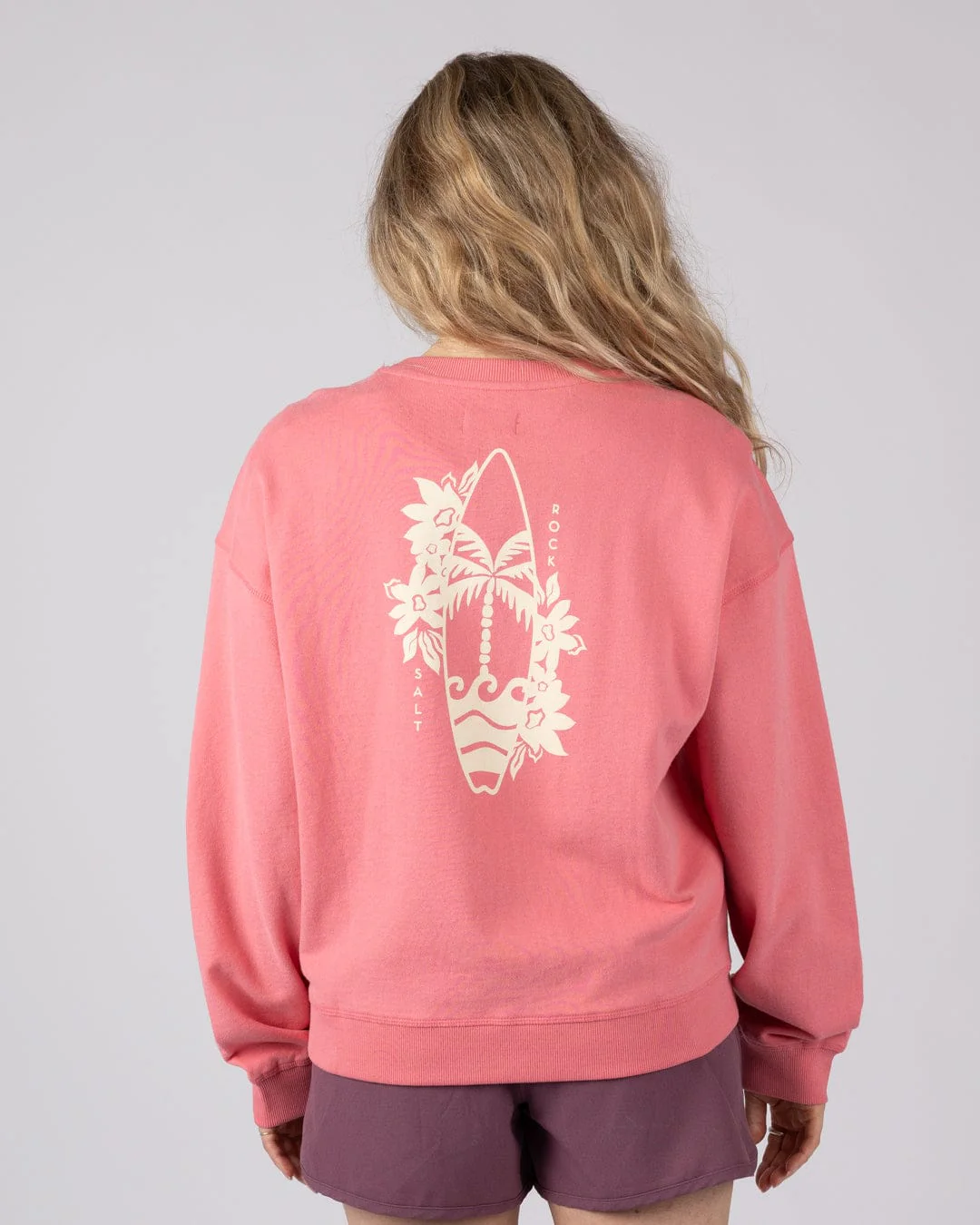 Sun Surfer Womens Oversized Sweatshirt in Pink