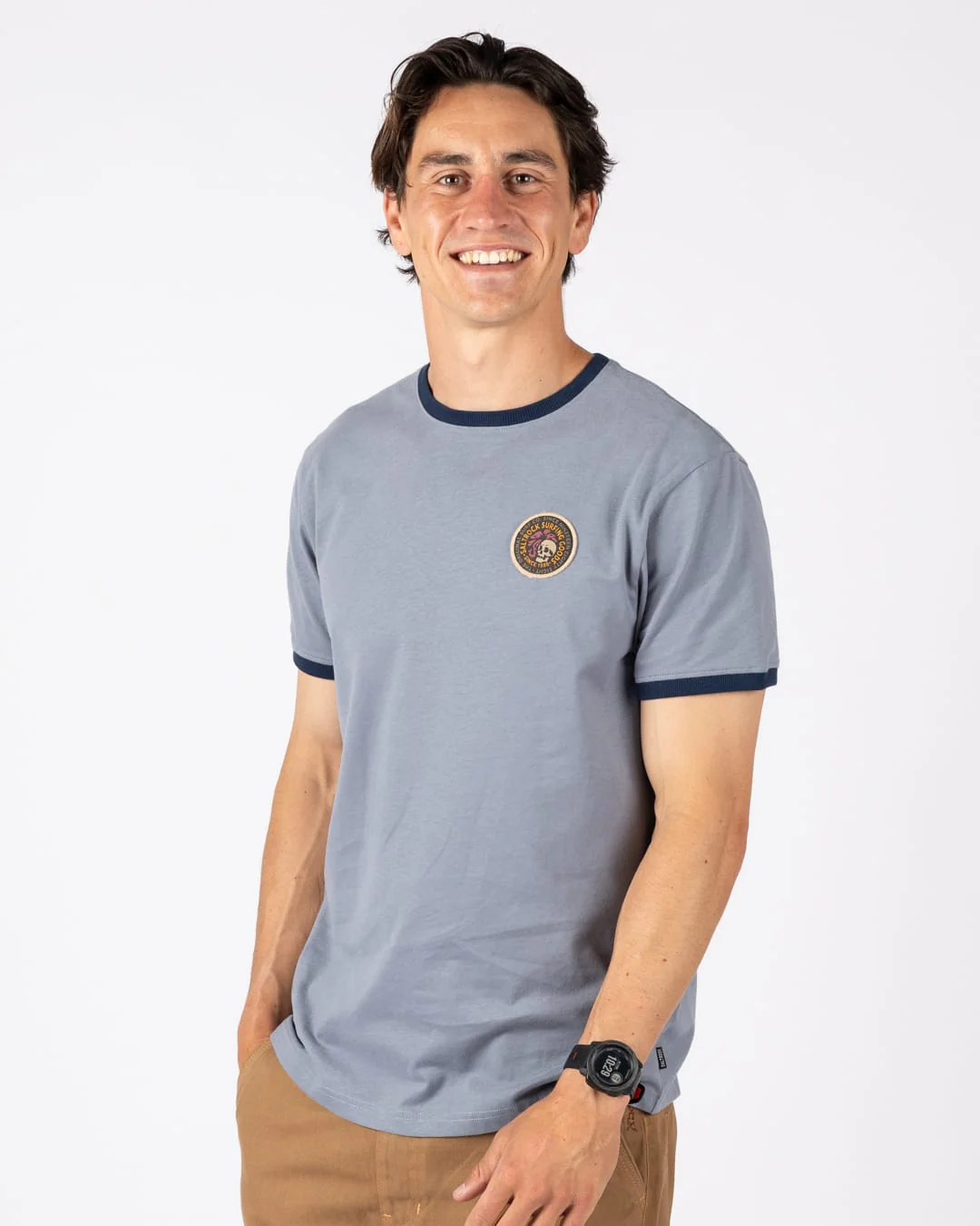 Trail Badge Ringer  Mens Short Sleeve T-Shirt in Blue