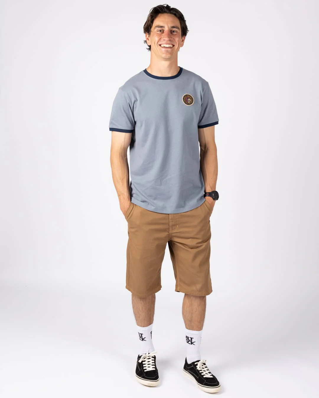 Trail Badge Ringer  Mens Short Sleeve T-Shirt in Blue - Image 3
