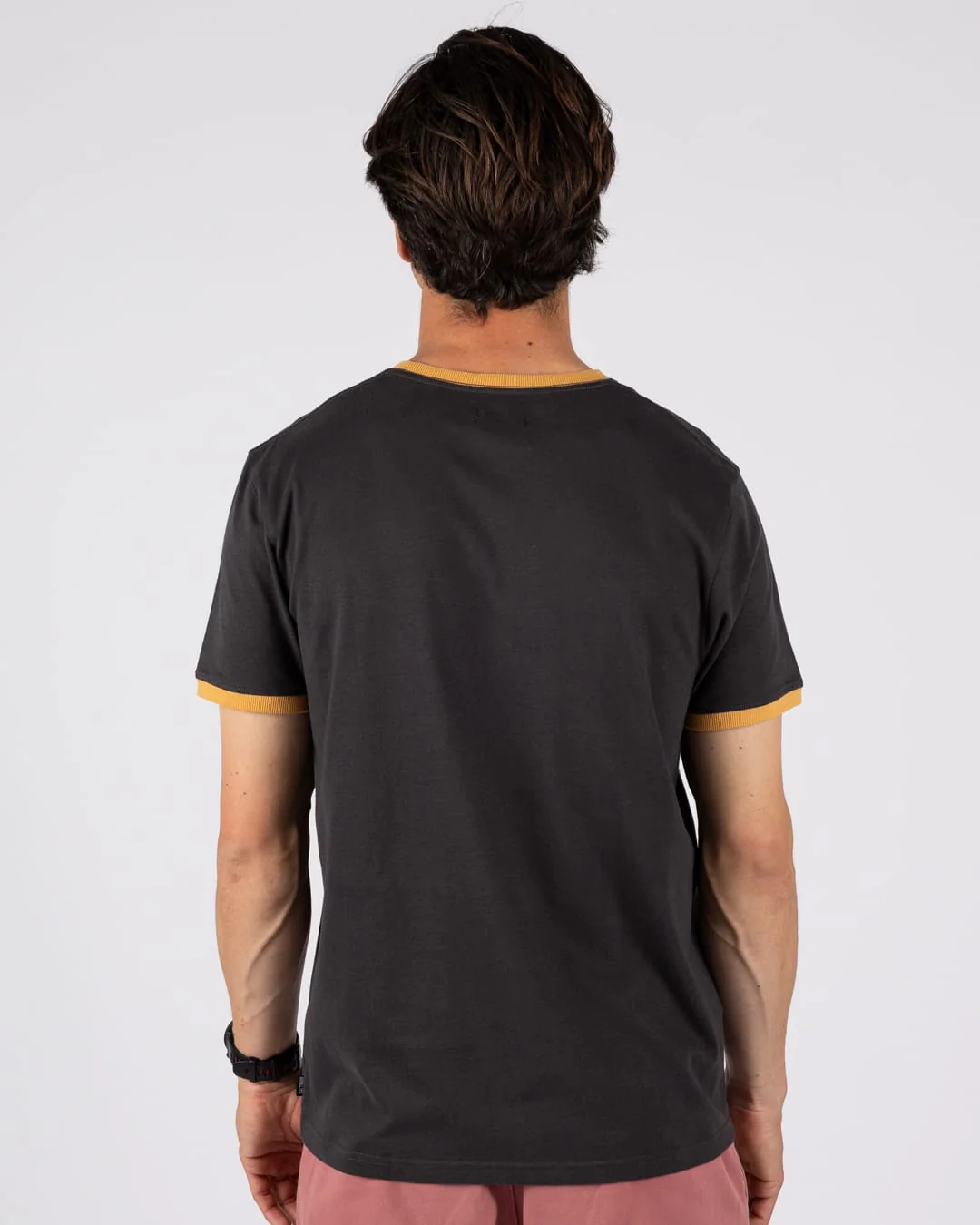 Trail Badge Ringer Mens Short Sleeve T-Shirt in Dark Grey - Image 4