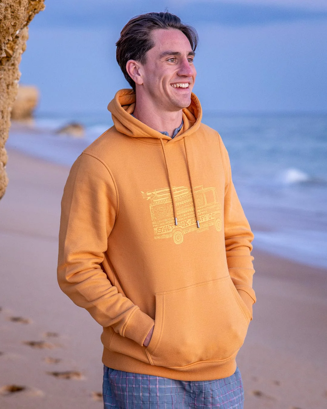 Trail Bus Mens Pop Hoodie in Yellow - Image 2