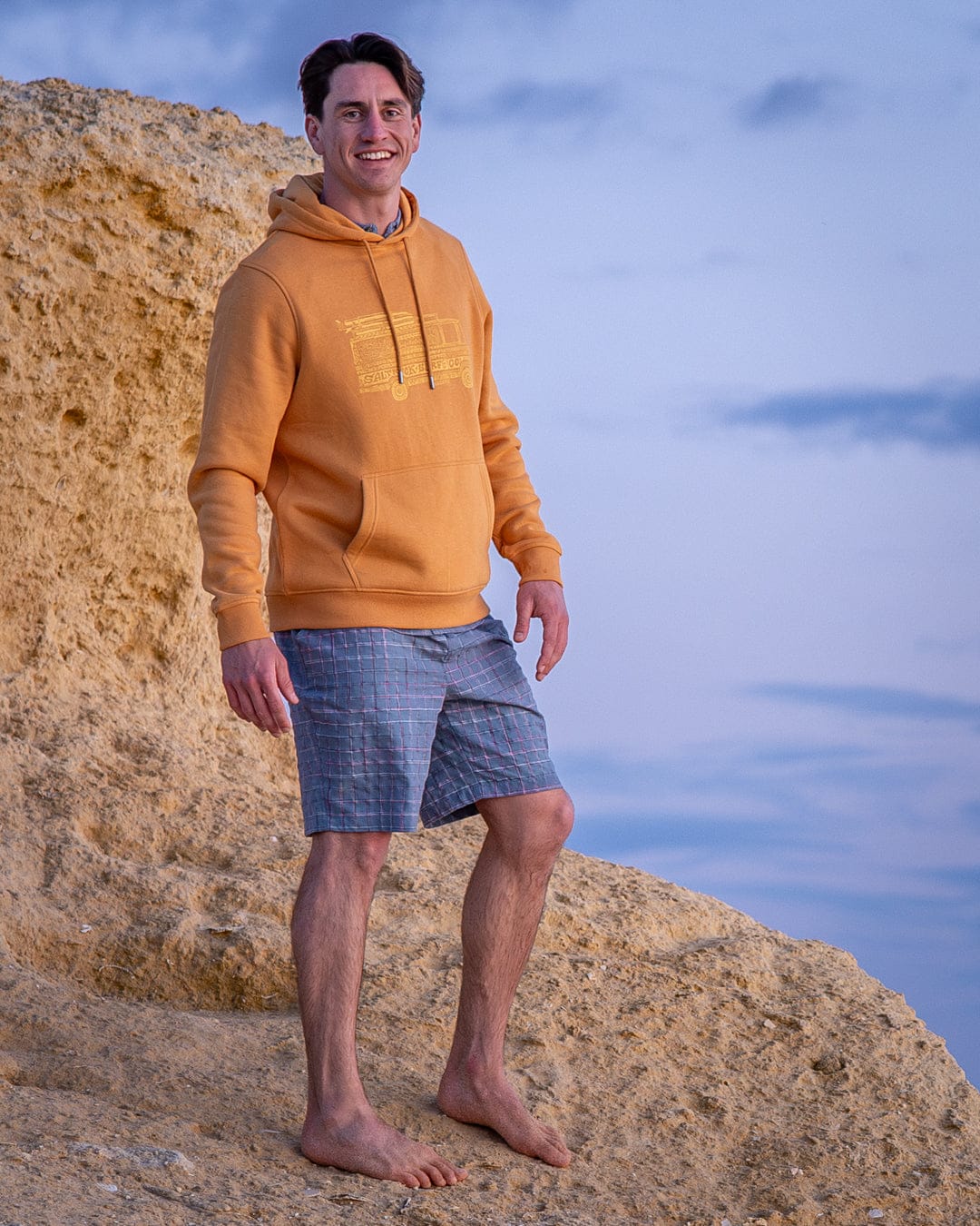 Trail Bus Mens Pop Hoodie in Yellow - Image 4