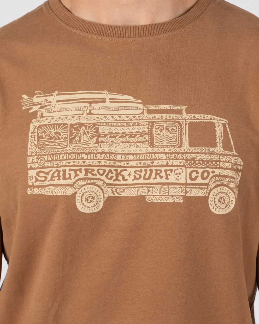 Trail Bus Mens Short Sleeve T-Shirt in Brown - Image 3