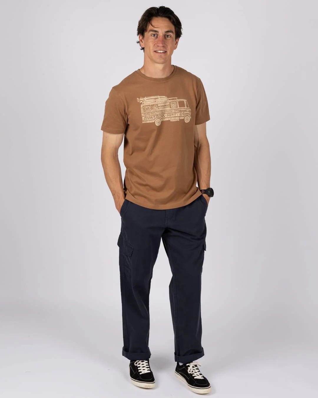 Trail Bus Mens Short Sleeve T-Shirt in Brown - Image 4