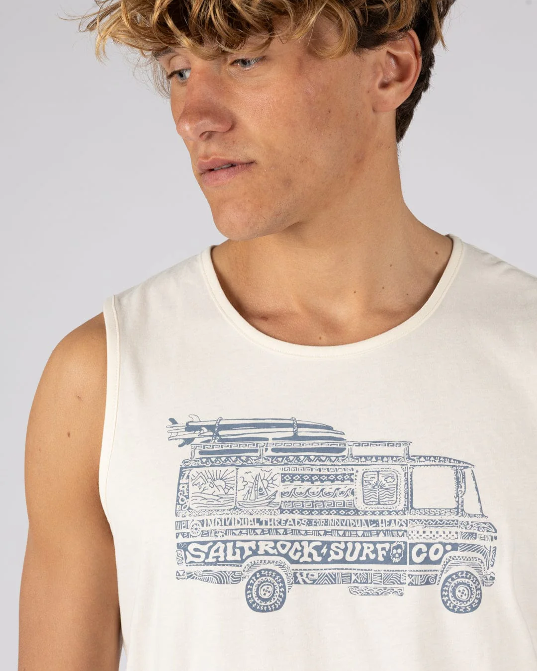 Trail Bus Mens Vest in Cream - Image 3