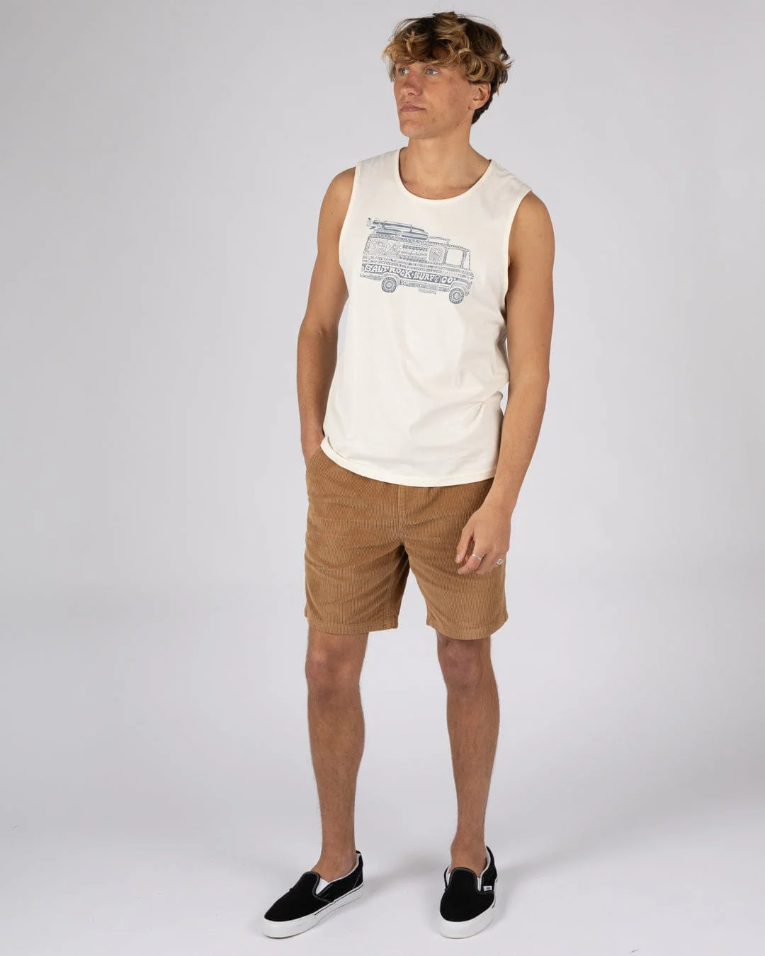 Trail Bus Mens Vest in Cream - Image 5