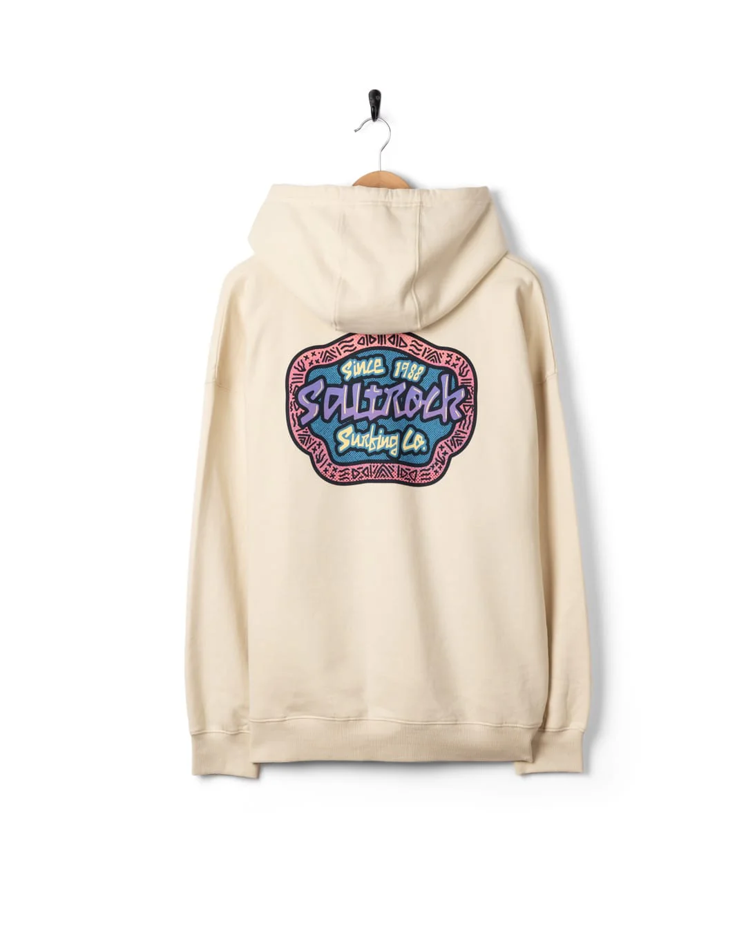 Mens Tribal Frame Pop Hoodie in Cream - Image 4