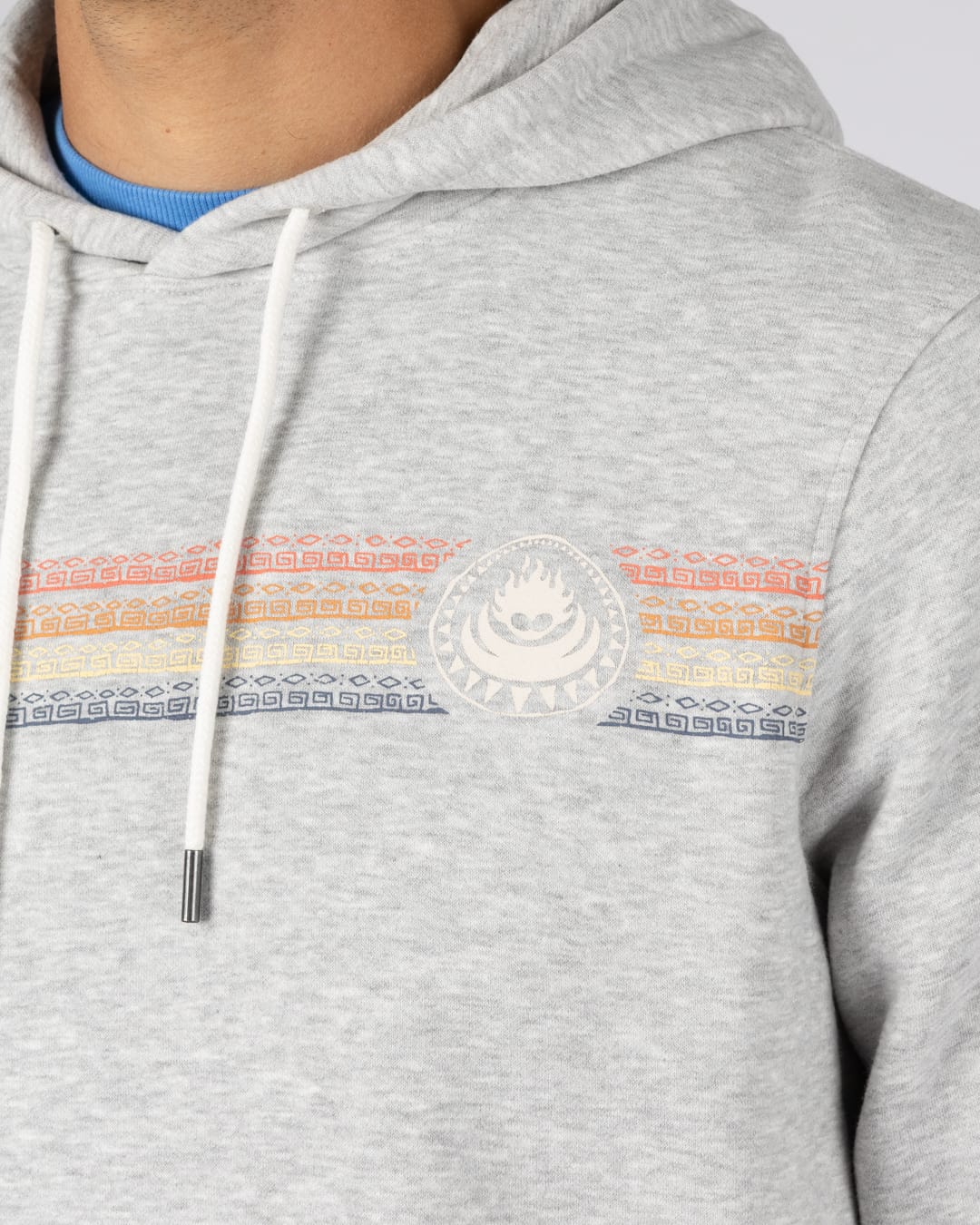 Tribal Stripe Mens Pop Hoodie in Grey - Image 2