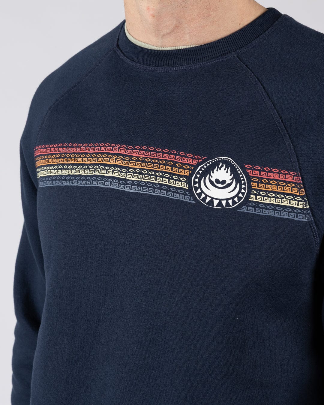Tribal Stripe Mens Sweatshirt in Blue - Image 3