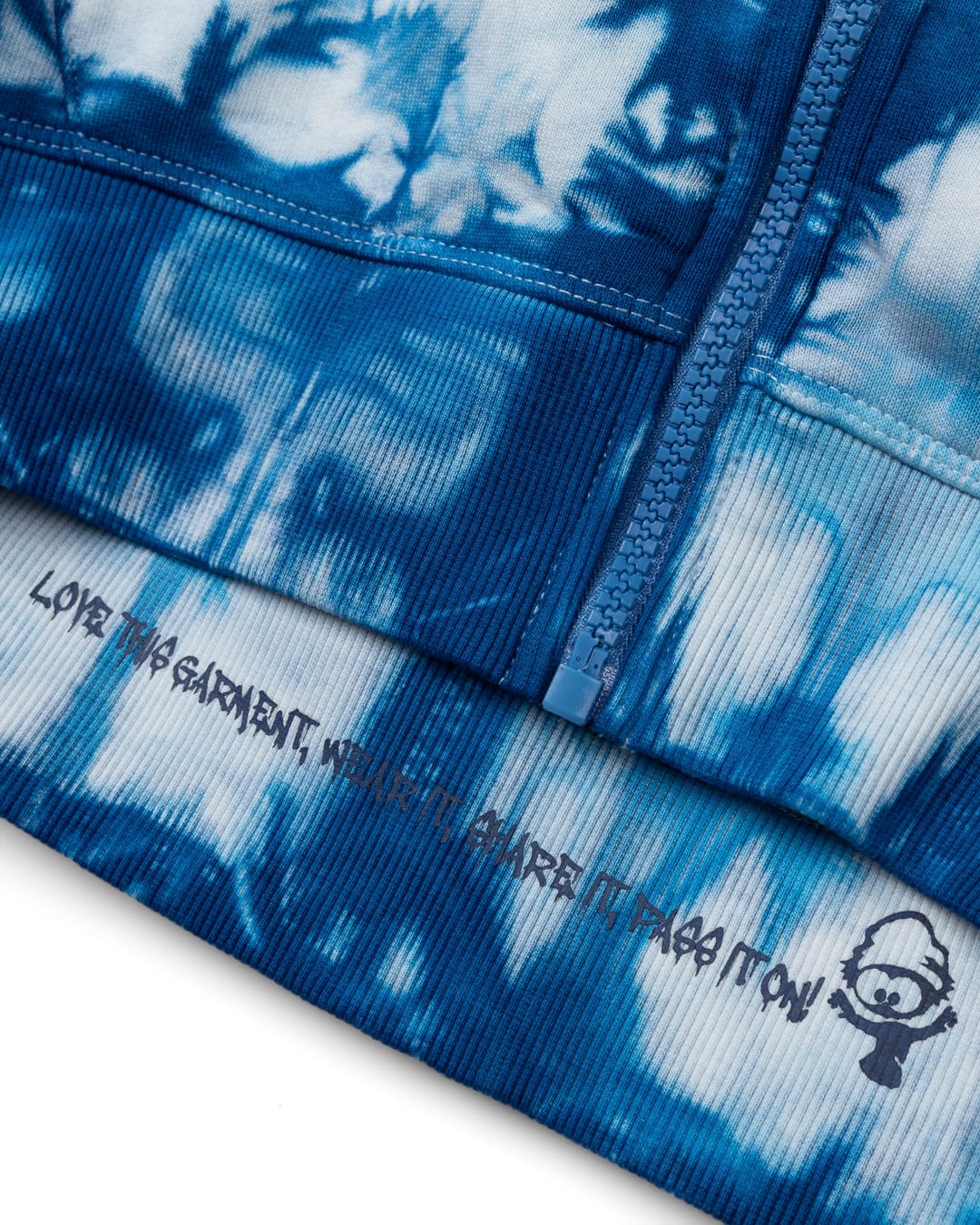 Tribe Tie Dye Kids Zip Hoodie in Bright Blue - Image 4