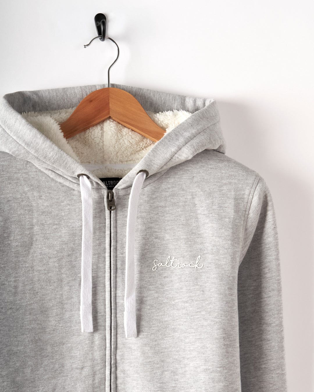 Essential Womens Borg Lined Hoodie in Grey - Image 9
