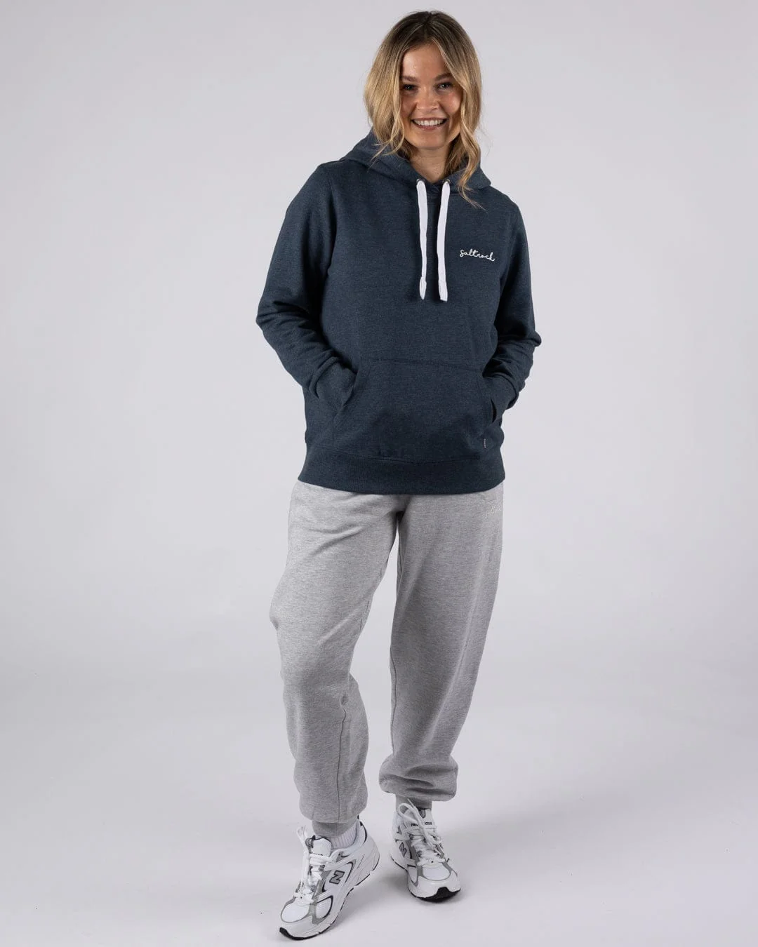 Essential Womens Pop Hoodie in Blue Marl