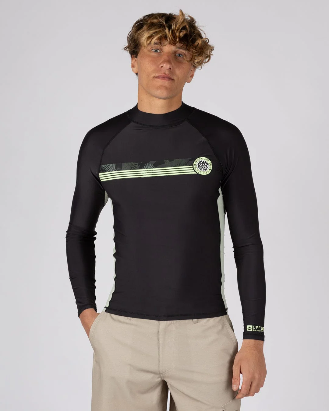 Warp Surf Mens Long Sleeve Rashvest in Dark Grey