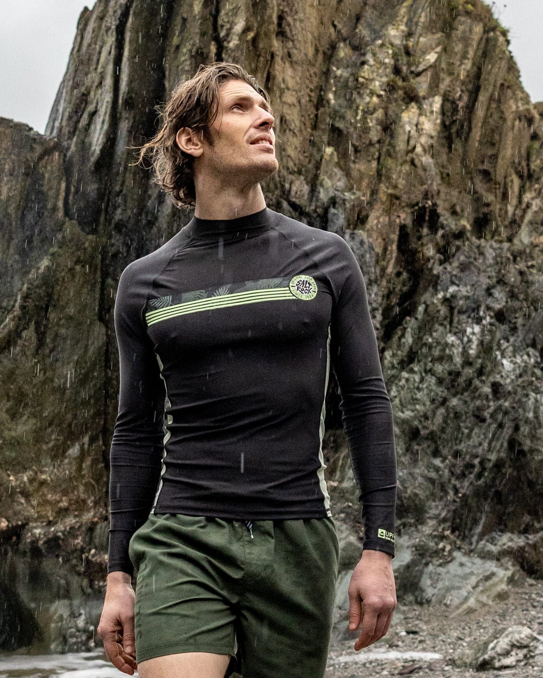 Warp Surf Mens Long Sleeve Rashvest in Dark Grey - Image 3