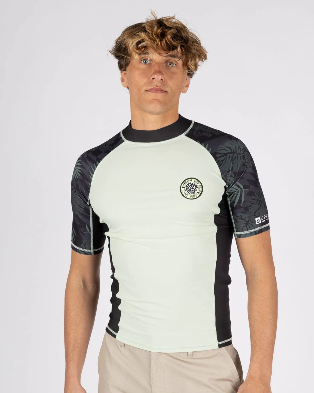Warp Surf Mens Short Sleeve Rashvest in Light Green