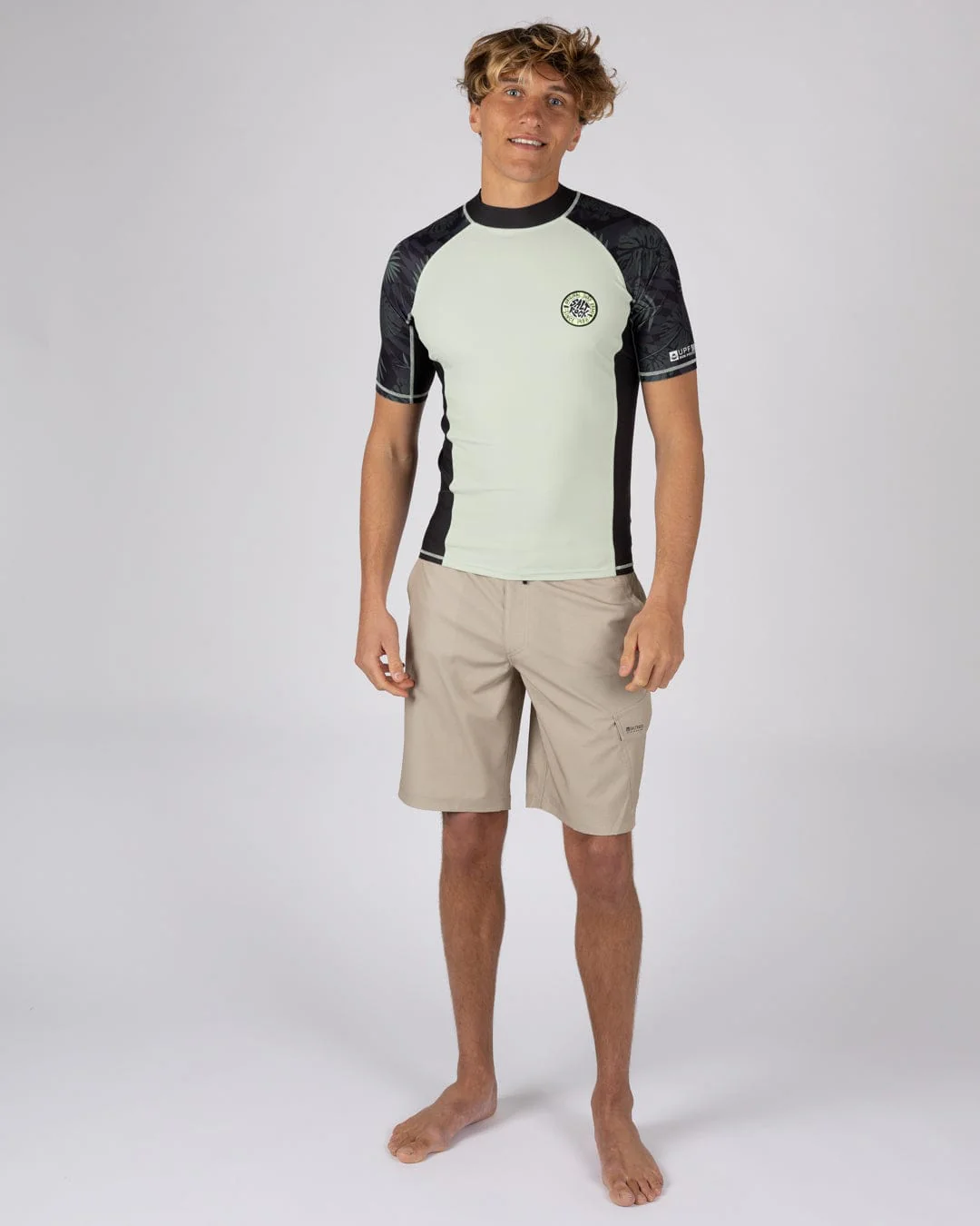 Warp Surf Mens Short Sleeve Rashvest in Light Green - Image 6