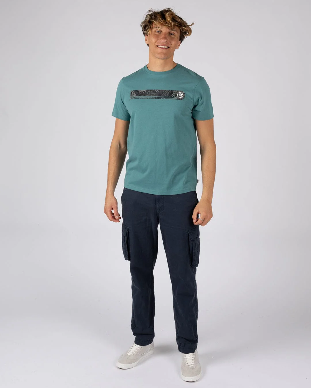 Warp Surf Stripe Mens Short Sleeve T-Shirt in Dark Green - Image 4