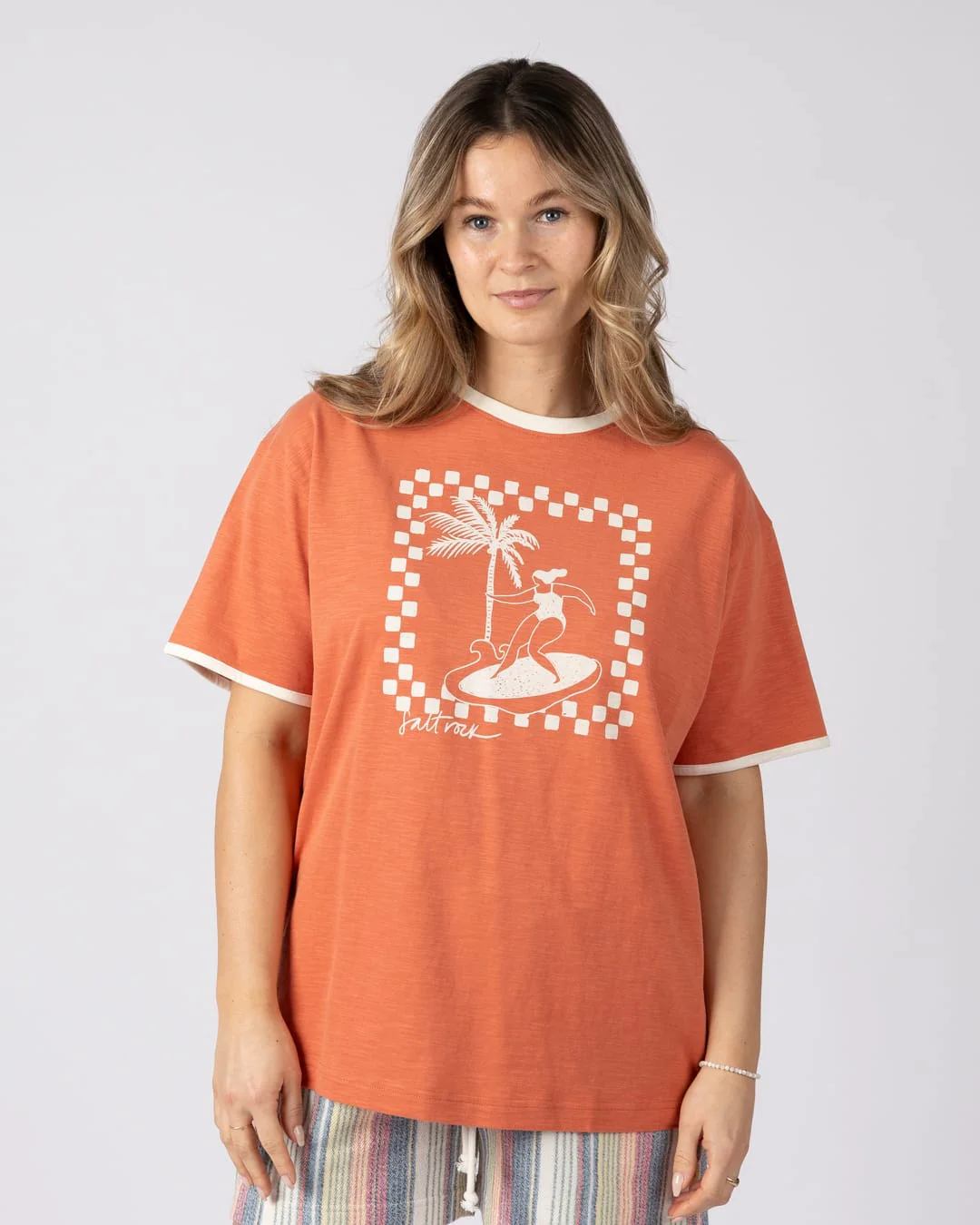 Waves For Days Womens Short Sleeve T-Shirt in Light Orange - Image 2