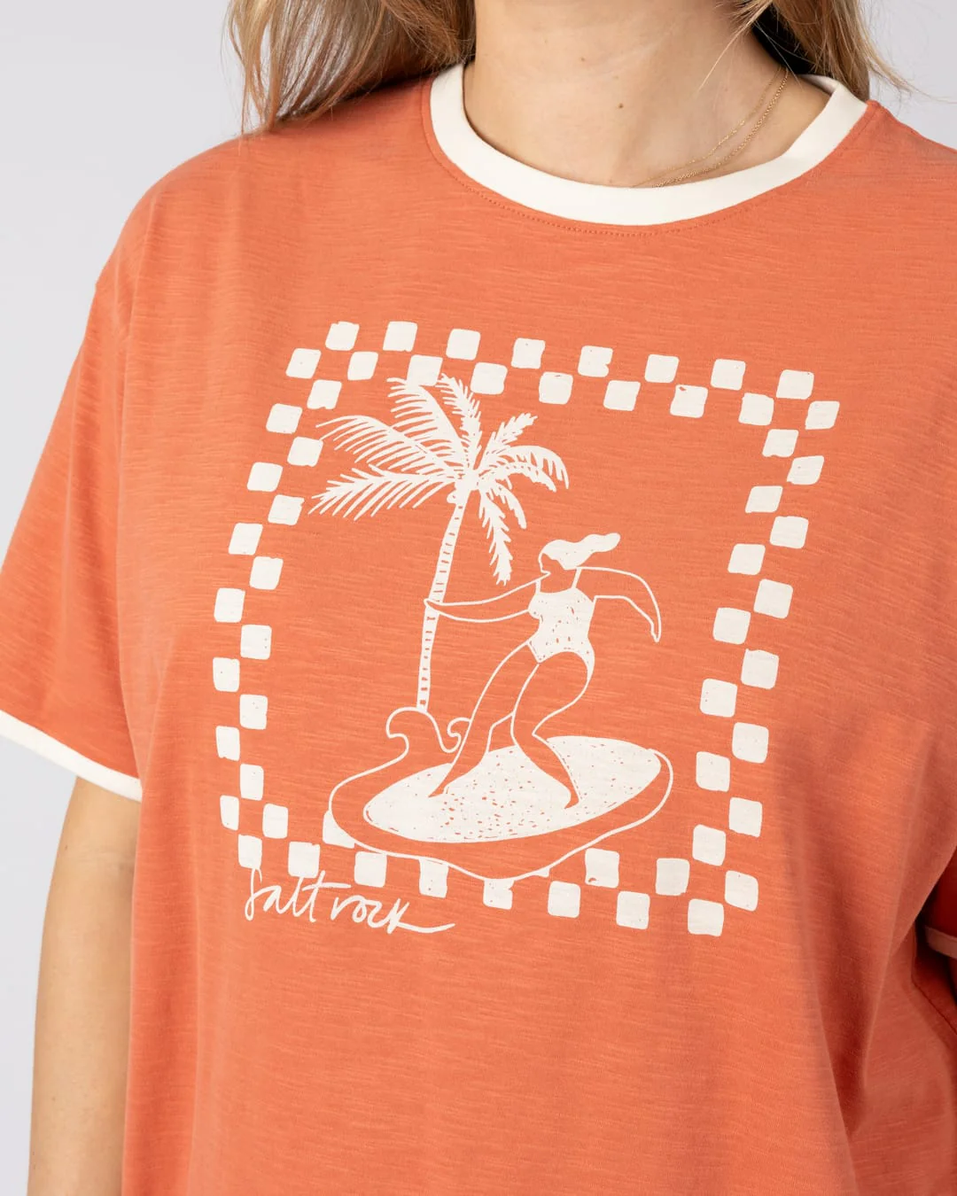 Waves For Days Womens Short Sleeve T-Shirt in Light Orange - Image 3