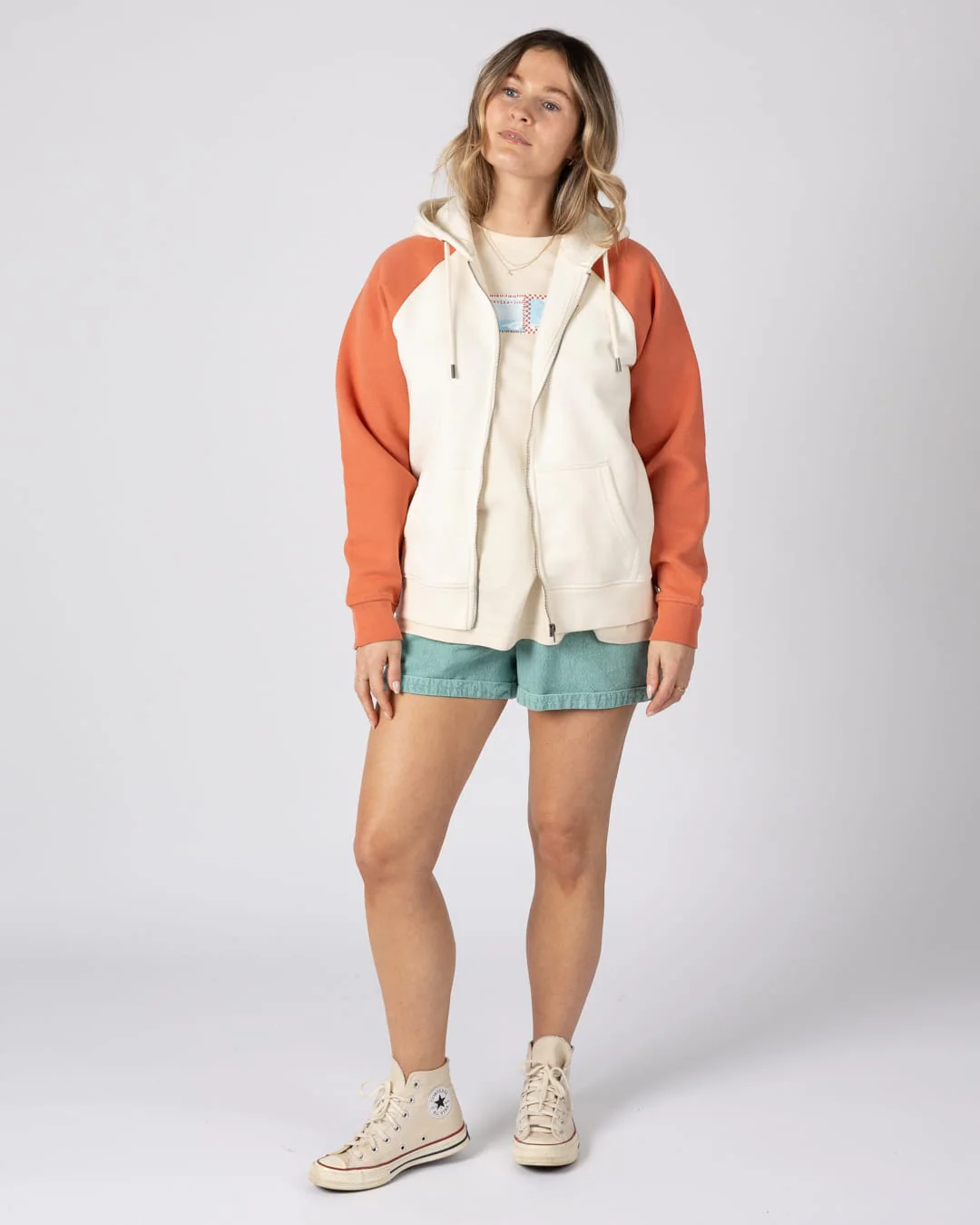 Waves For Days Women Zip Through Hoodie in Cream - Image 6