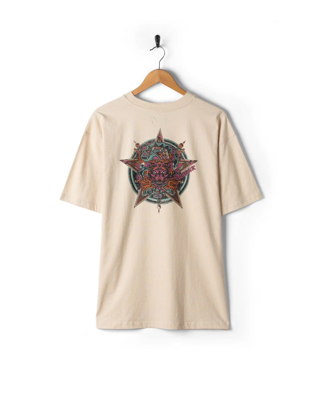 Wolfscale II Mens Oversized Short Sleeve T-Shirt in Cream - Image 4