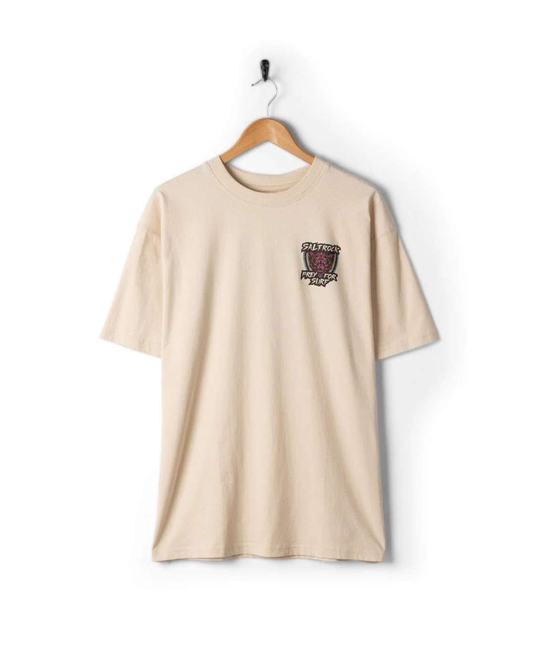 Wolfscale II Mens Oversized Short Sleeve T-Shirt in Cream - Image 5